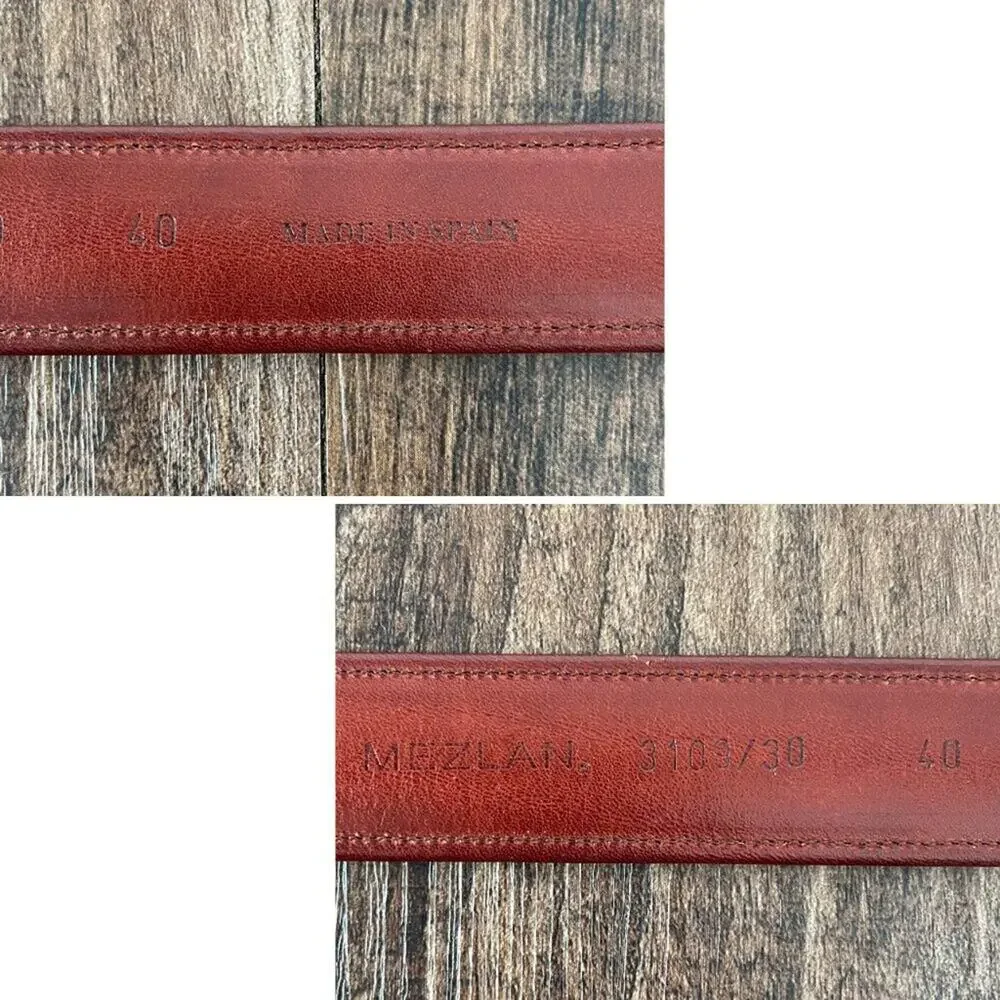 Mezlan Leather Belt Western Classic Paneled Made in Spain Mens Size 40 Brown Red
